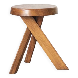 Elm wood stool 'S31' by Pierre Chapo, France, 1974