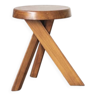 Tabouret en bois d'orme 'S31' par Pierre Chapo, France, 1974