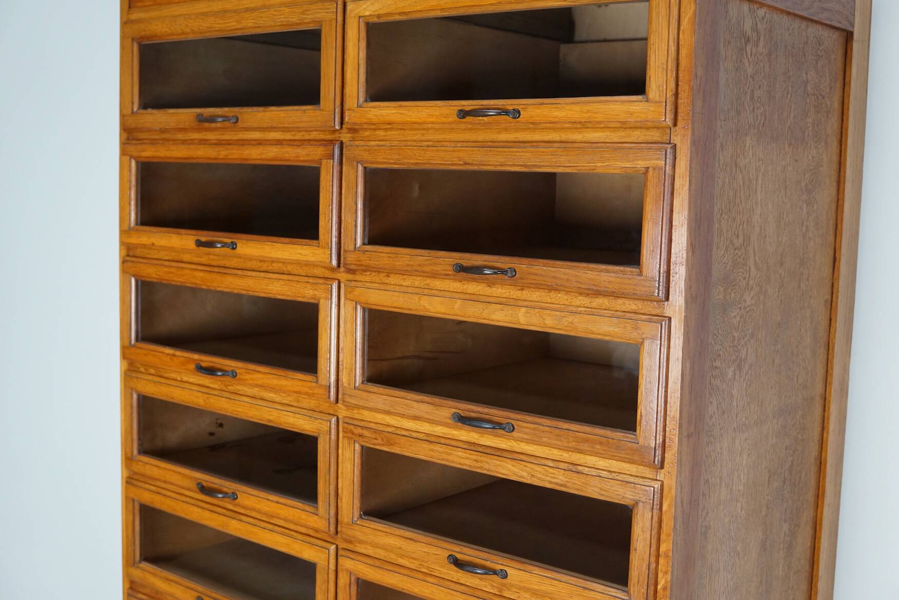 English Haberdashery Shop Cabinet with Glass Fronted Drawers, Circa 1930s