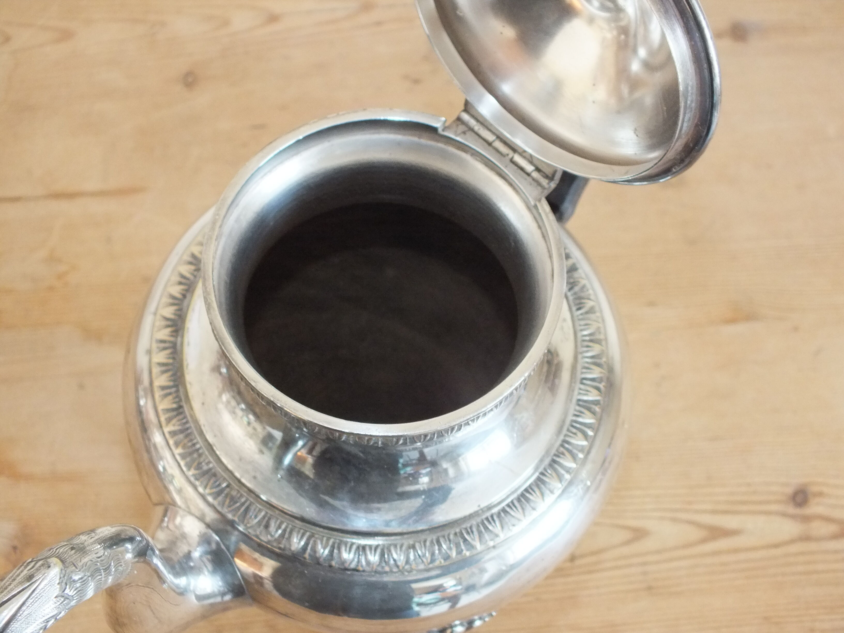 Coffee service 3 pieces old empire style in silver metal