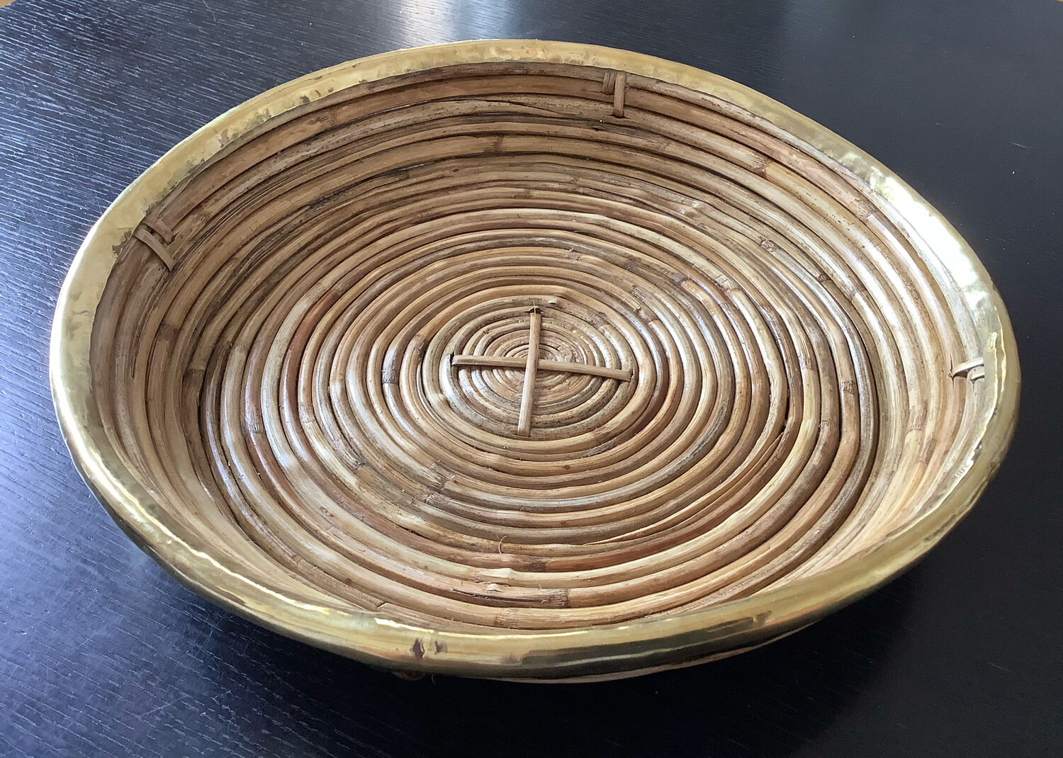 Bamboo and brass dish