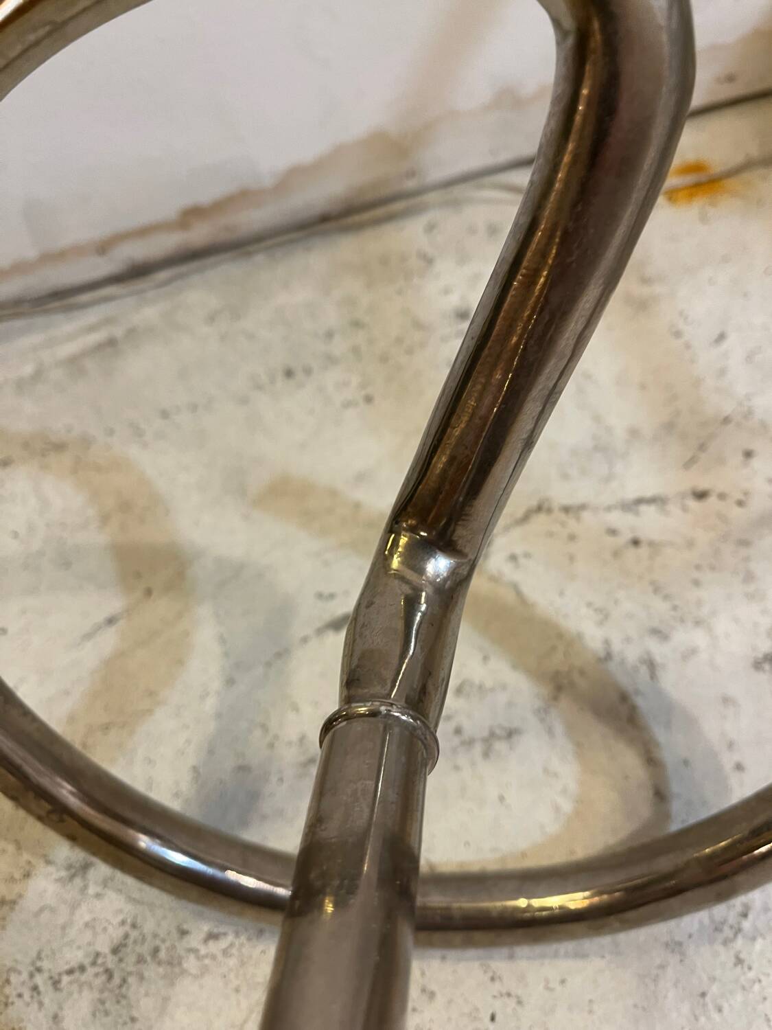 Modernist umbrella stand in chrome tube