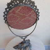 Mirror on foot, swivel, brass, mid-late nineteenth, rock style.