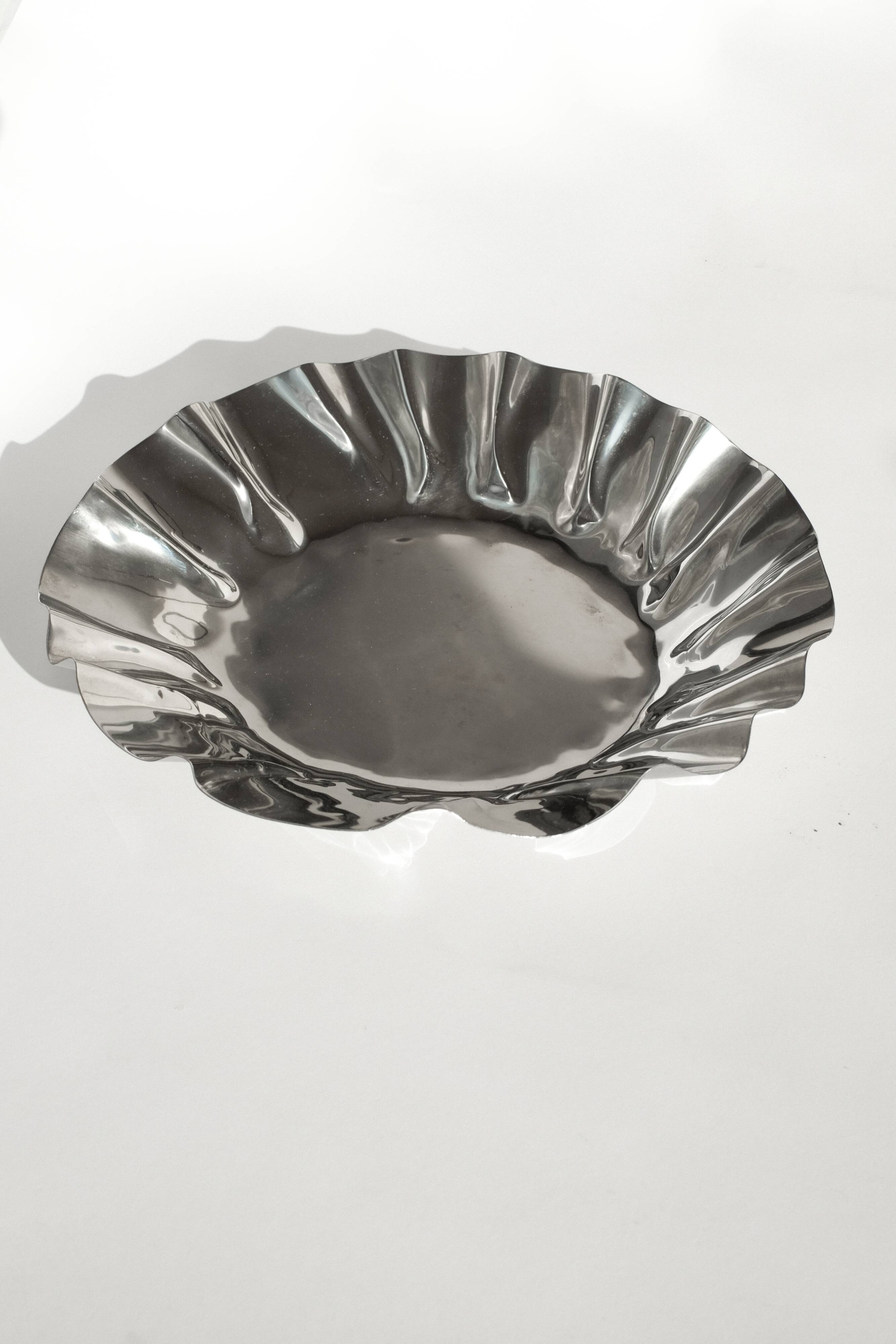 Large folded chrome bowl