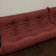Sofa 3 places "Togo" red leather designed by Michel Ducaroy 1973