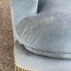 Vintage BUROV crapaud armchair in blue velvet with fringes – 1960s/70s