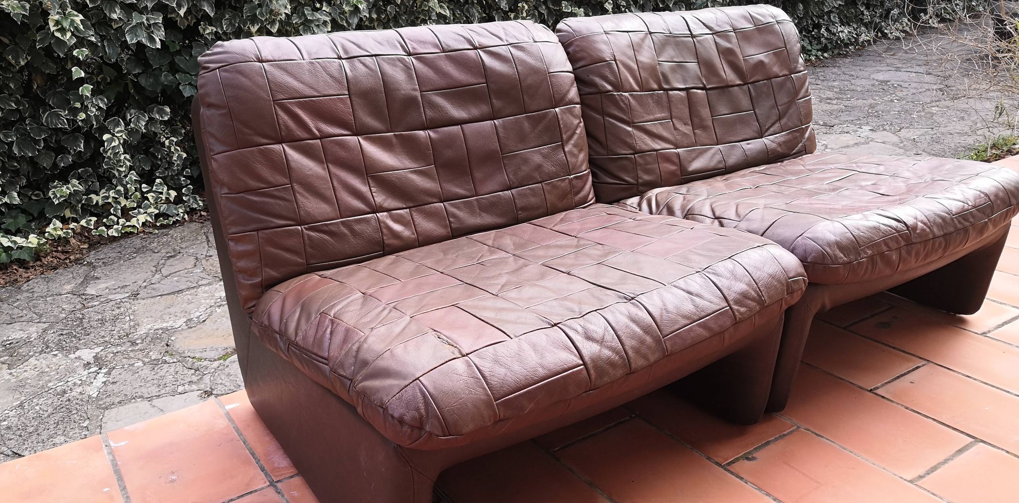 Tranas Sweden patchwork leather heaters by OVERMAN, 1970 Set of 2