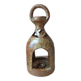 Ancienne lanterne bougeoir en grès pyrité, lanterne décorative