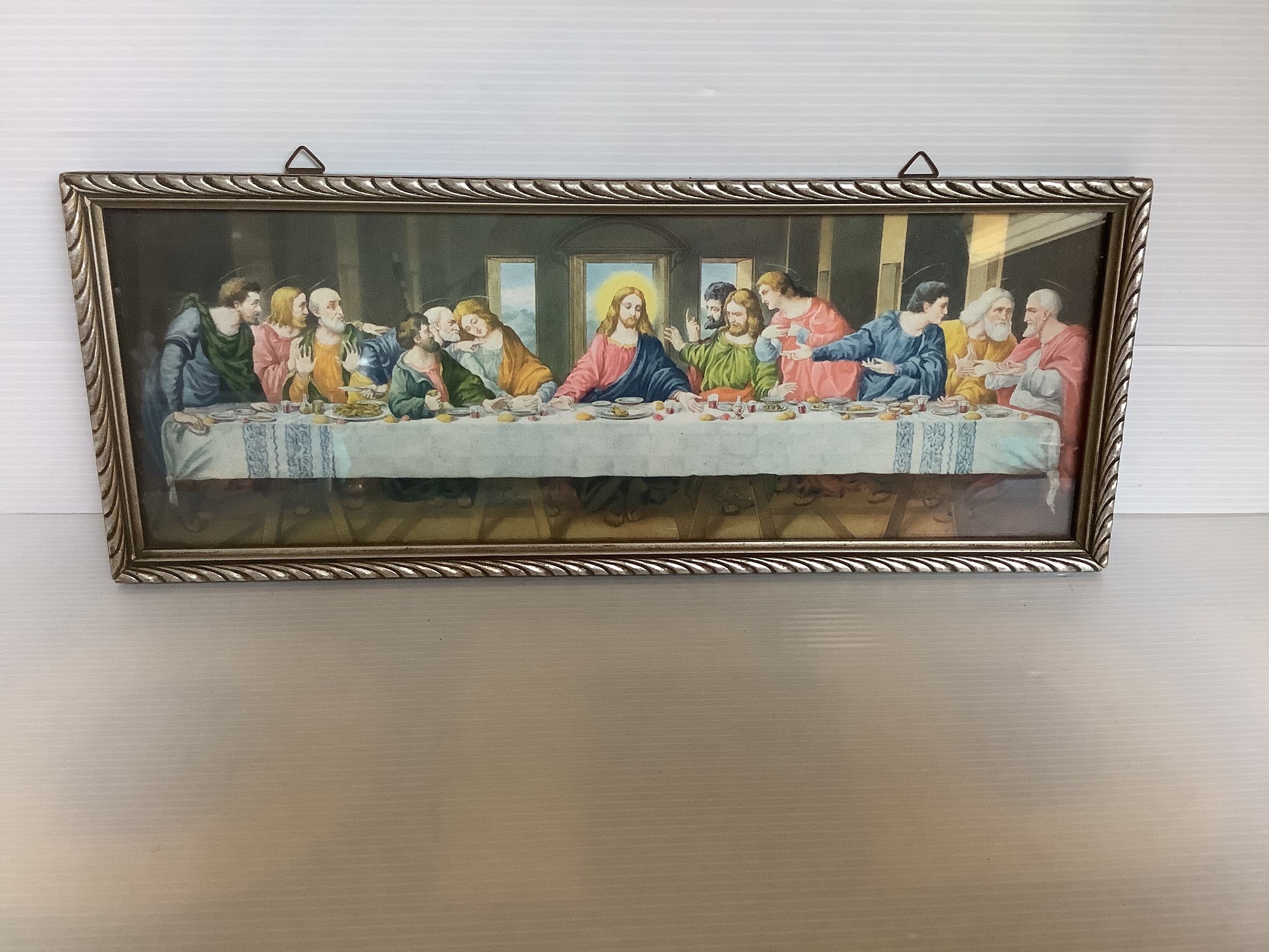 Ancient religious setting of the Last Supper with Jesus Christ and the 12 apostles