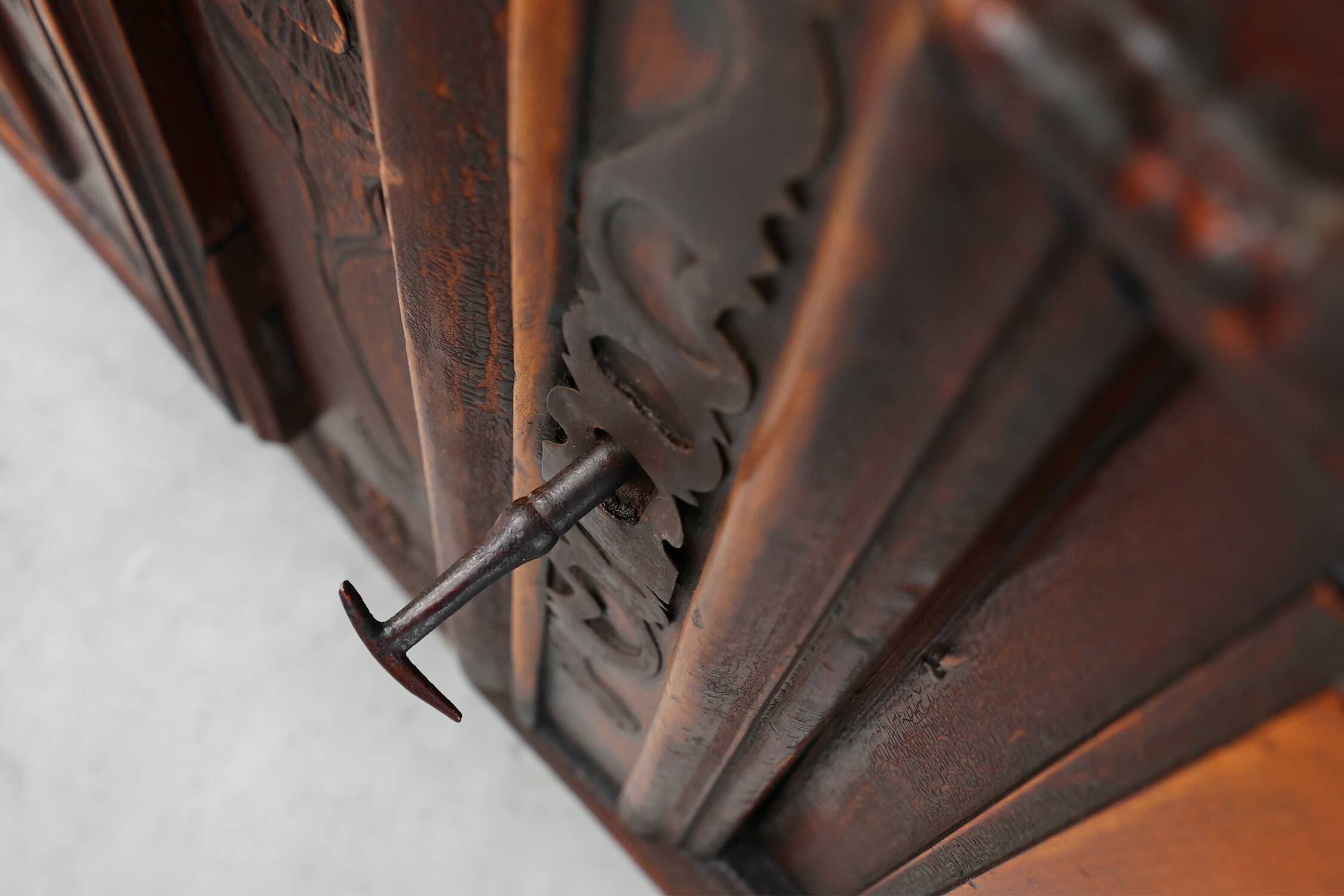 Rare French provincial carved cabinet or buffet with great patina, dated 18