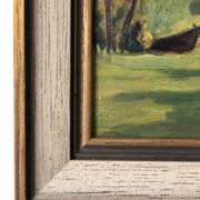Vintage Original Landscape Oil Painting: Framed Countryside Cottage Art