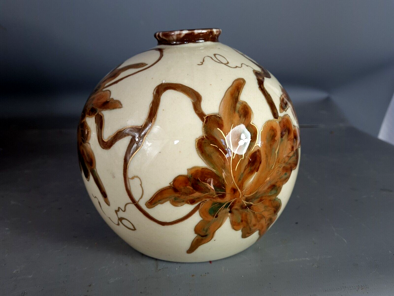 Camille Tharaud vase ball décor vine leaves perfect condition SB