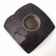 Cendrier en cuivre laqué marron et blanc / Vide-Poche par Del Campo, Italie