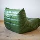 Green leather Togo living room set by Michel Ducaroy for Ligne Roset, 1979, set of 5