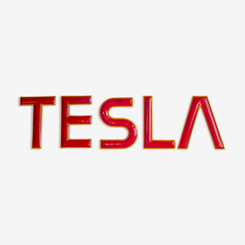 Vintage tesla enamel sign