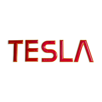 Vintage tesla enamel sign