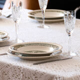 Service of vintage green plates in country English earthenware