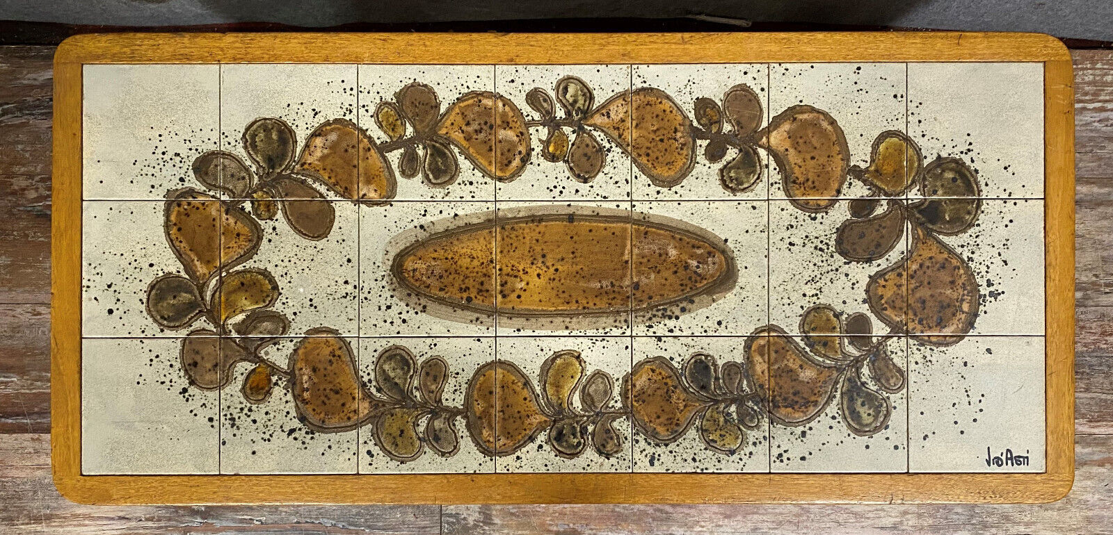 Jean d'Asti Vallauris: ceramic tile coffee table circa 1960