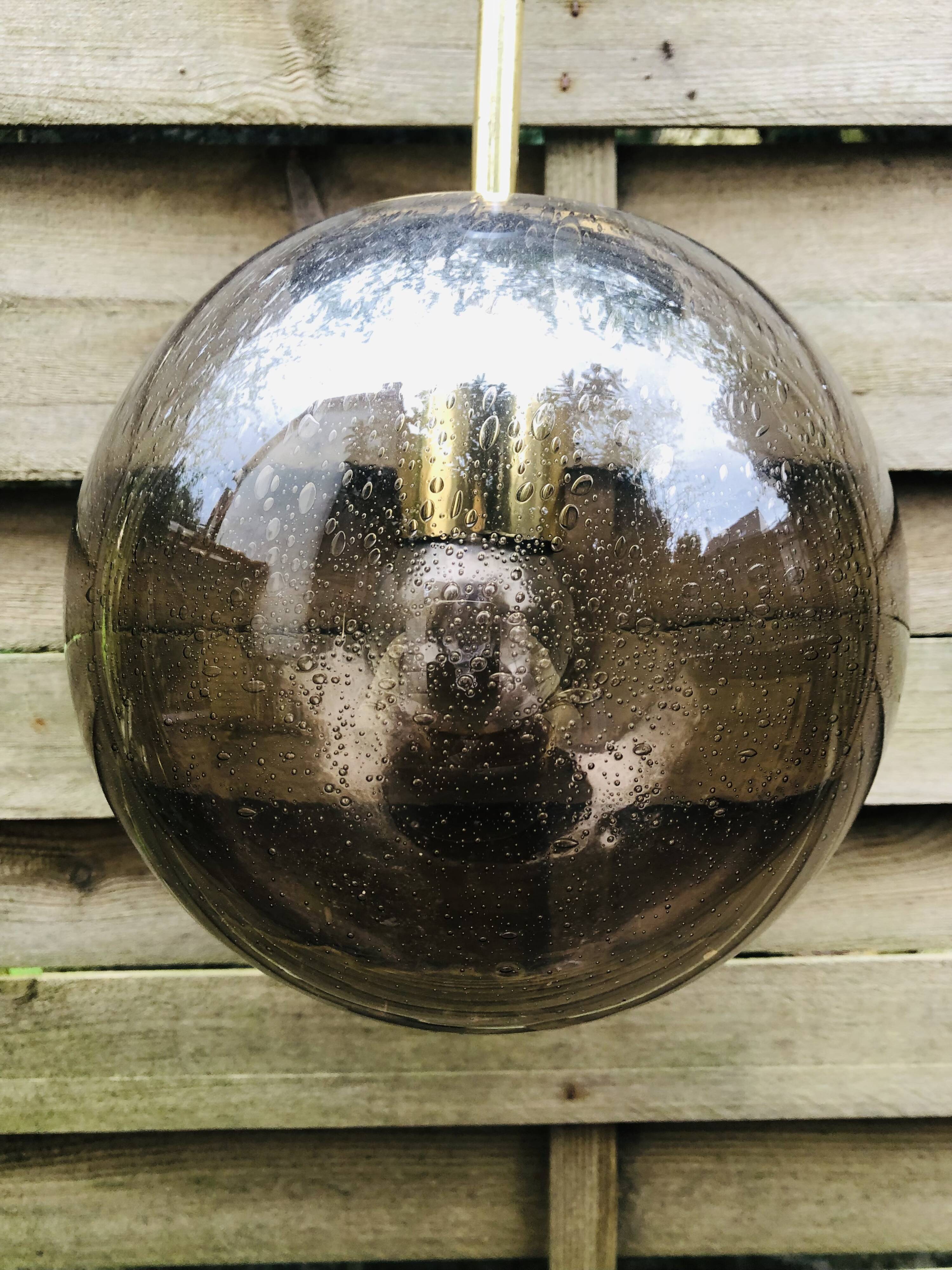 Yellow glass pendant lamp from Biot, 1970s