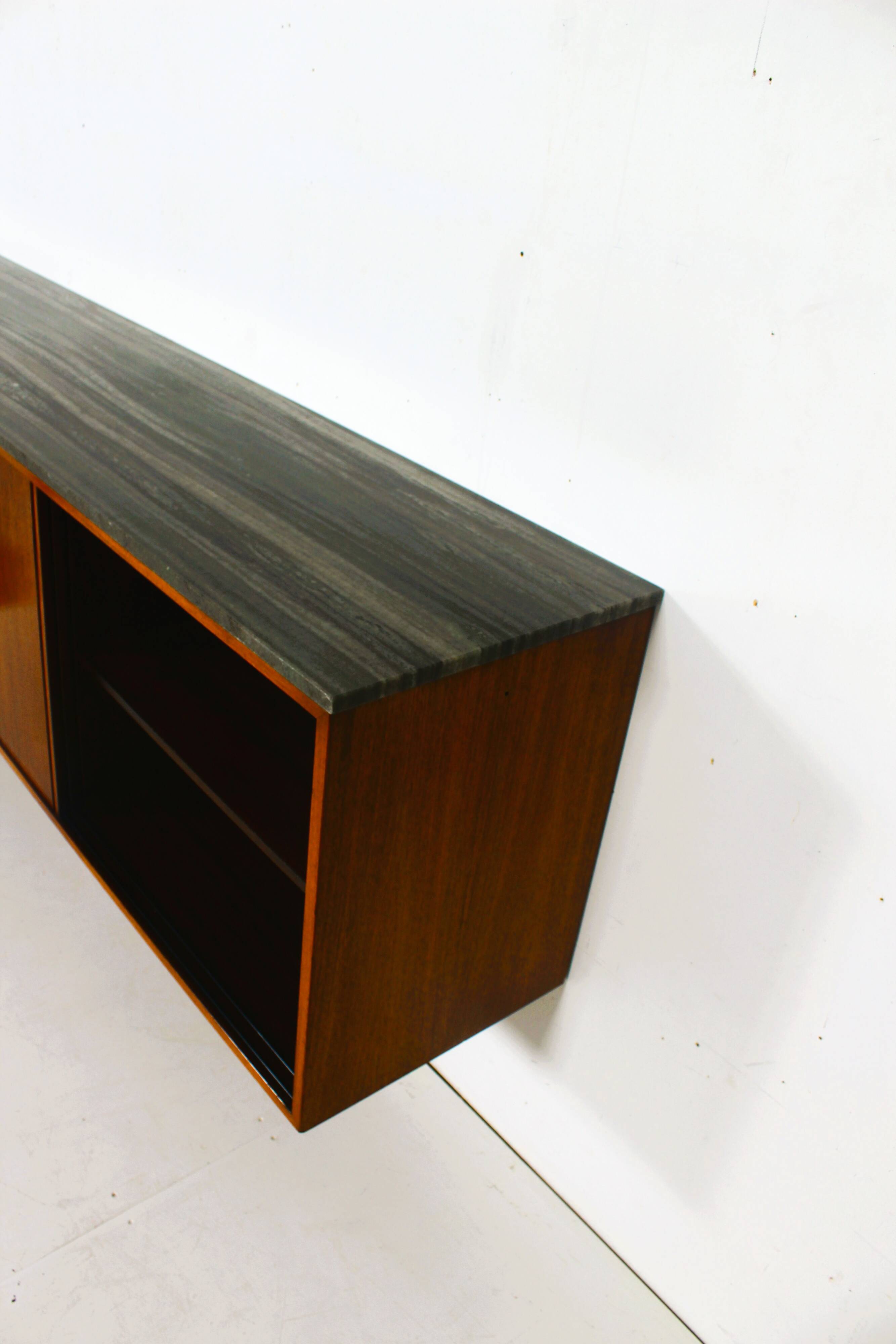 Suspended teak buffet from the 1970s.