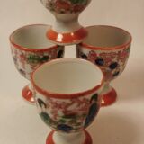 Rare 4 Antique Egg Holders / Egg Cups, Japanese, hand-painted porcelain