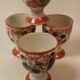 Rare 4 Porte-œufs / Coquetiers Antiques, Japonais, en porcelaine peints à la main