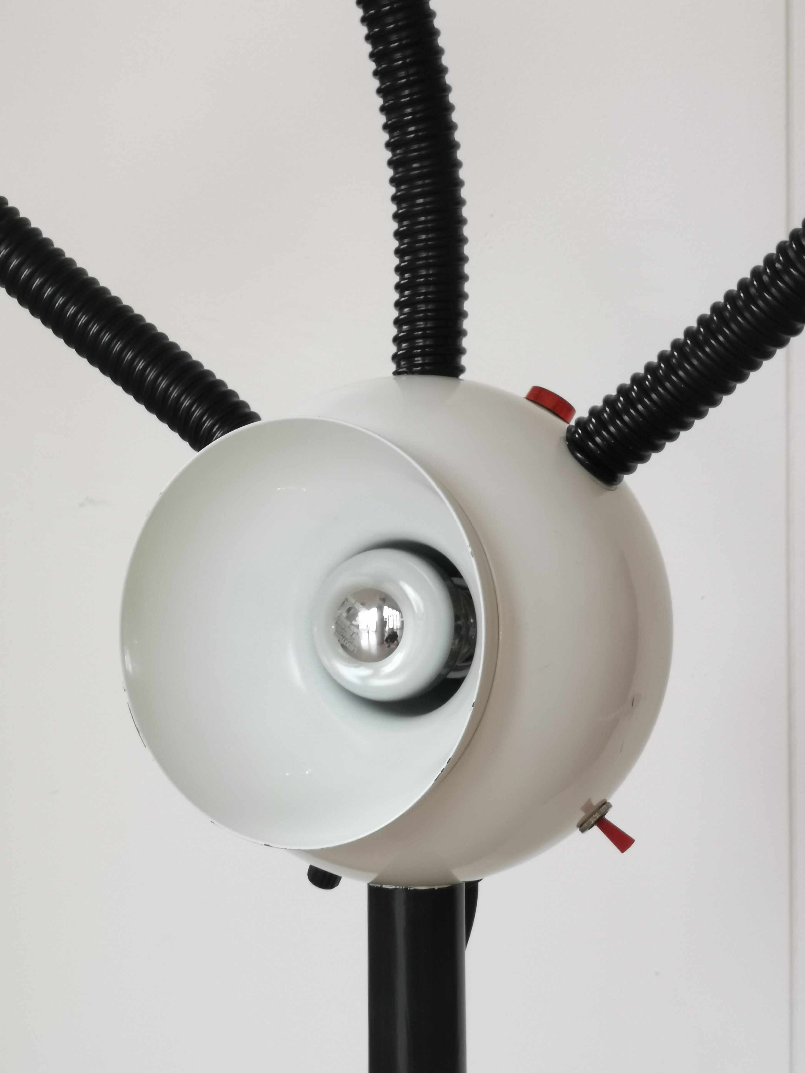 Space age lamp with 4 articulated spots, eyeball, sci-fi, 1970.