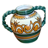 Henriot Quimper ball vase orange green arabesques