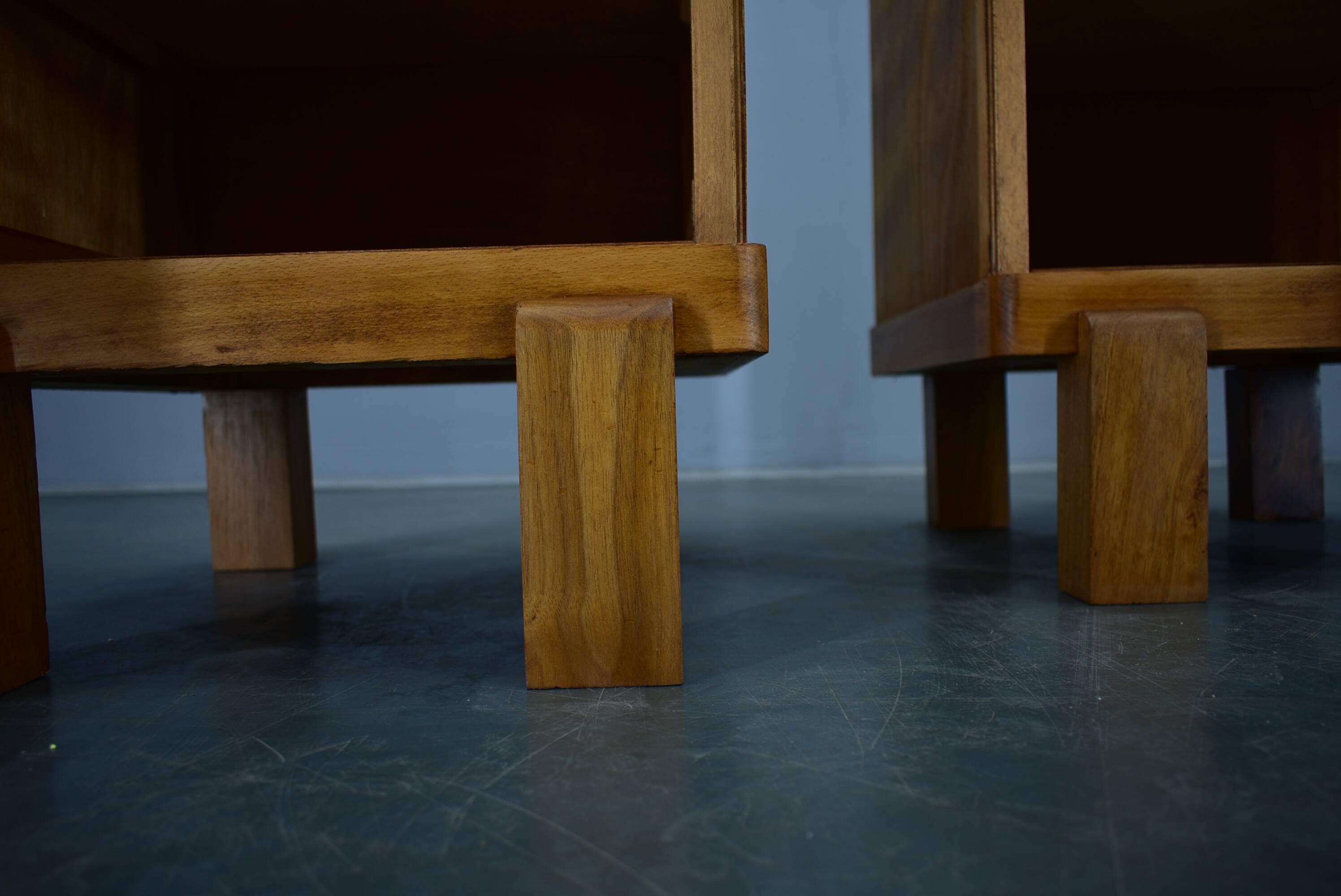1935s pair of rare Art Deco bedside tables, Czechoslovakia