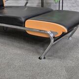 Black leather lounge chair futuro 3 by massimo iosa ghini for moroso - italy 1980's