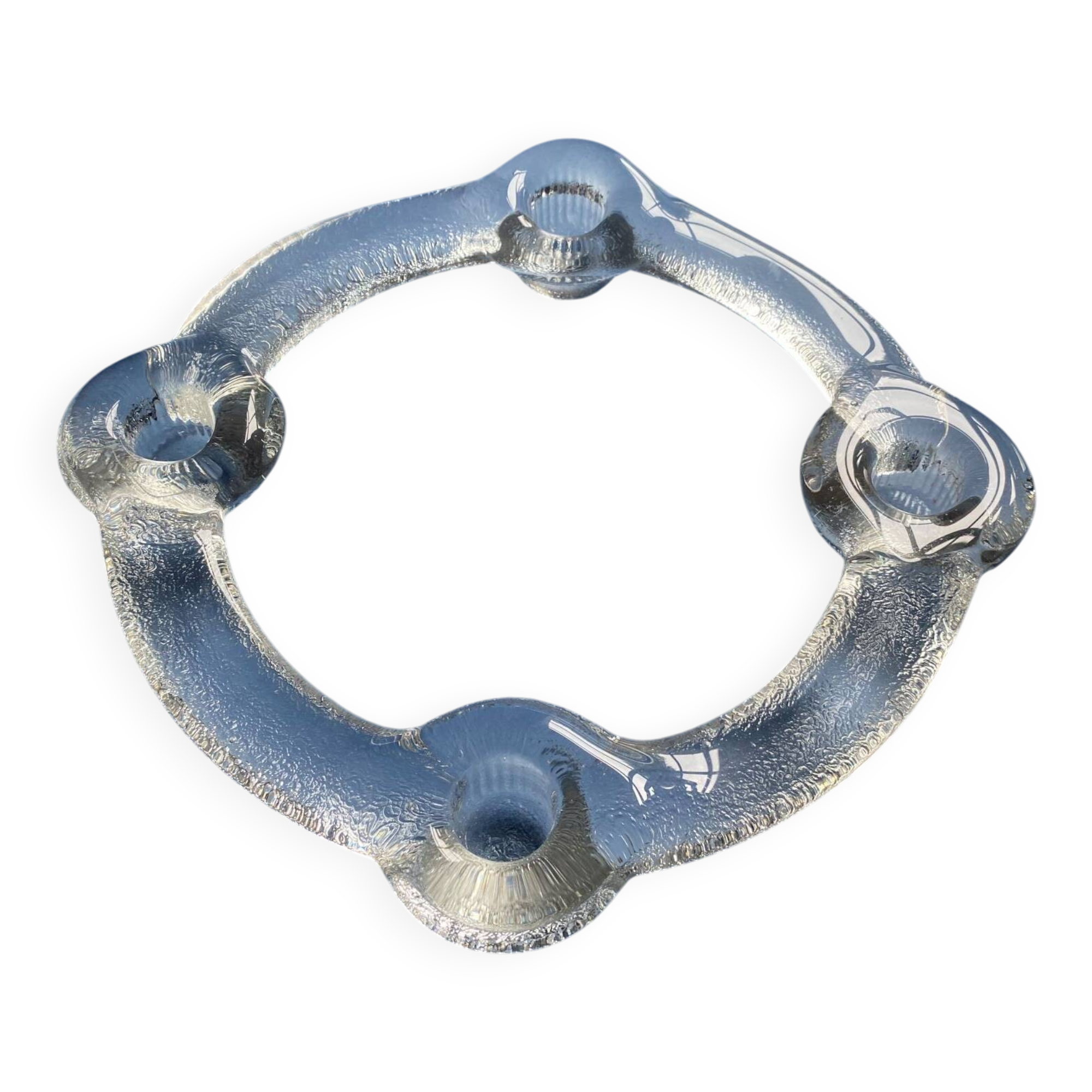 Pukeberg Scandinavian vintage glass candle holder from the 70s - large model