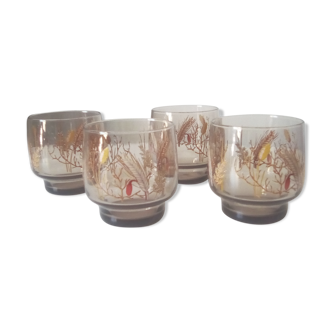 Set of 4 glasses "Tivoli" 70s glass of Arques Luminarc