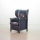 Wittmann Petrol Soft Leather Wing Chair Designed Model Aura  by Paolo Piva