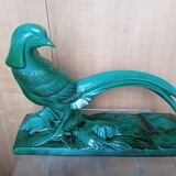 Pheasant statue sculpture glazed ceramic Ch.Lemanceau Art Deco