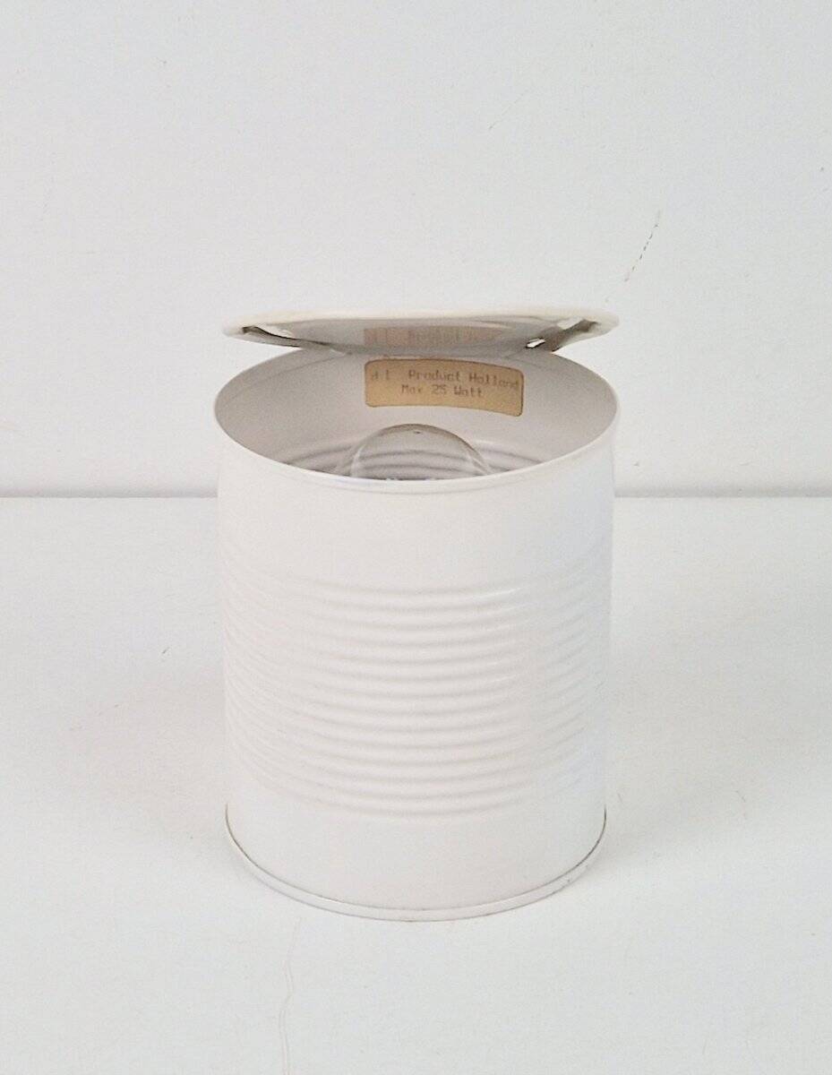 Pop Art White Metal Can Table Lamp by Vrieland, 1970s
