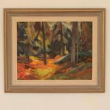 Original Mid Century Swedish Oil on Canvas – “Pine Forest” by Frans Be