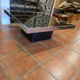 Chrome coffee table with smoked mirror top