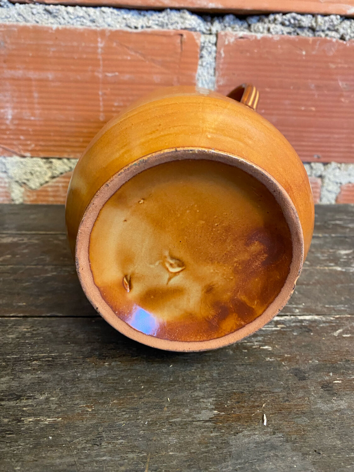 Vintage Beige Ceramic Handled Vase from the 1970s