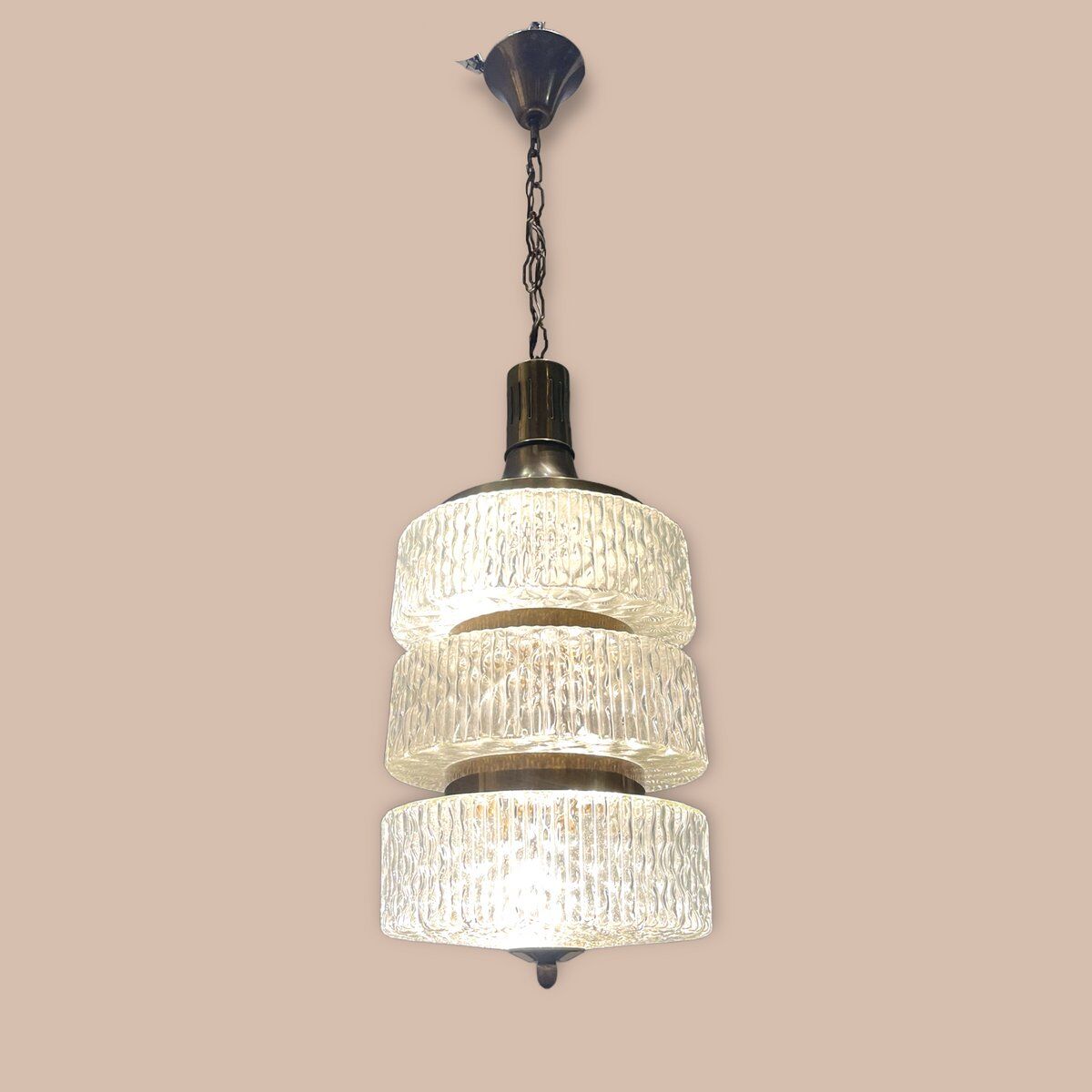 Mid-century crystal light pendant, 1970s