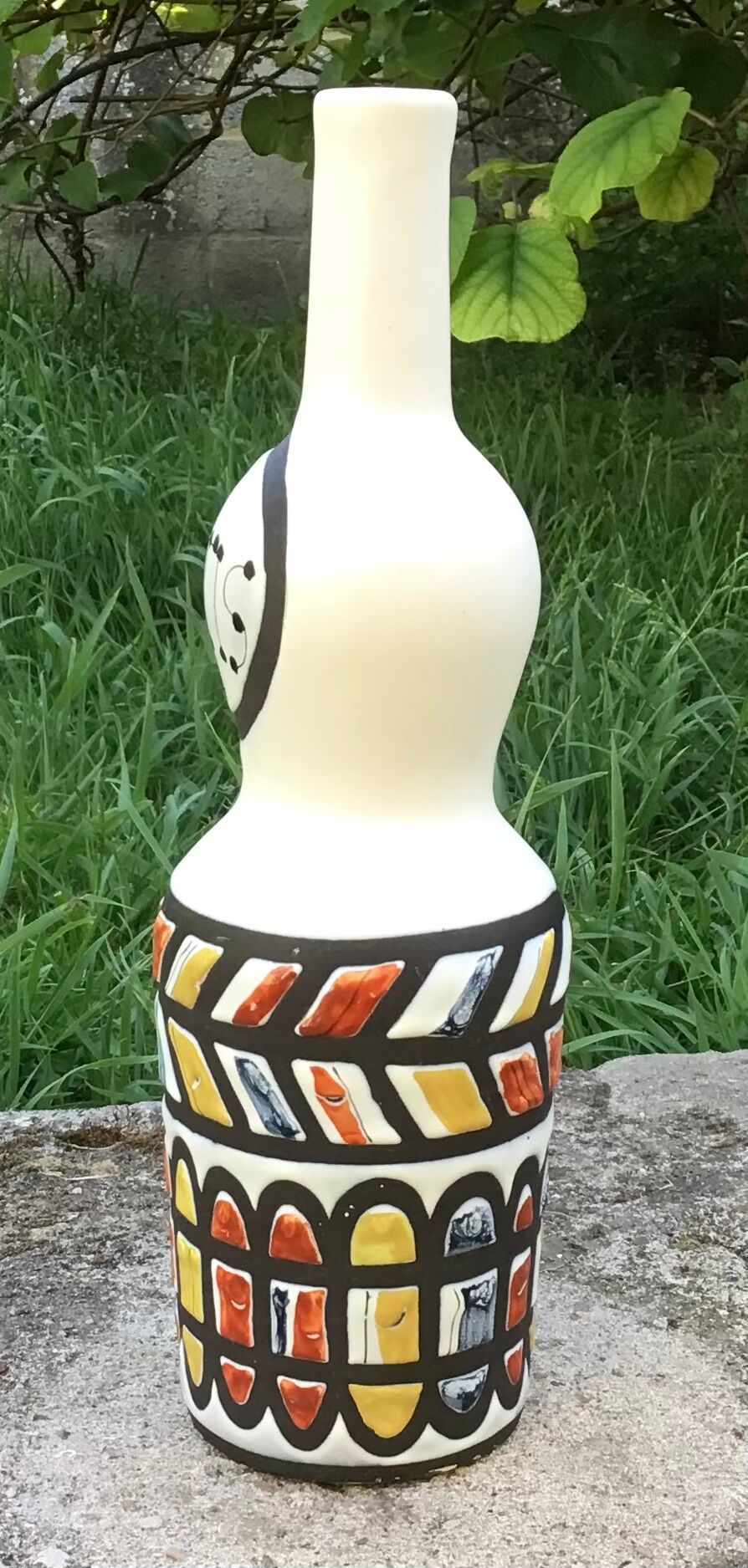 Ceramic pastis bottle signed capron vallauris j48