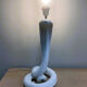 Vintage white ceramic cobra table lamp, 1970s. Attributed to Tommaso Barbi.