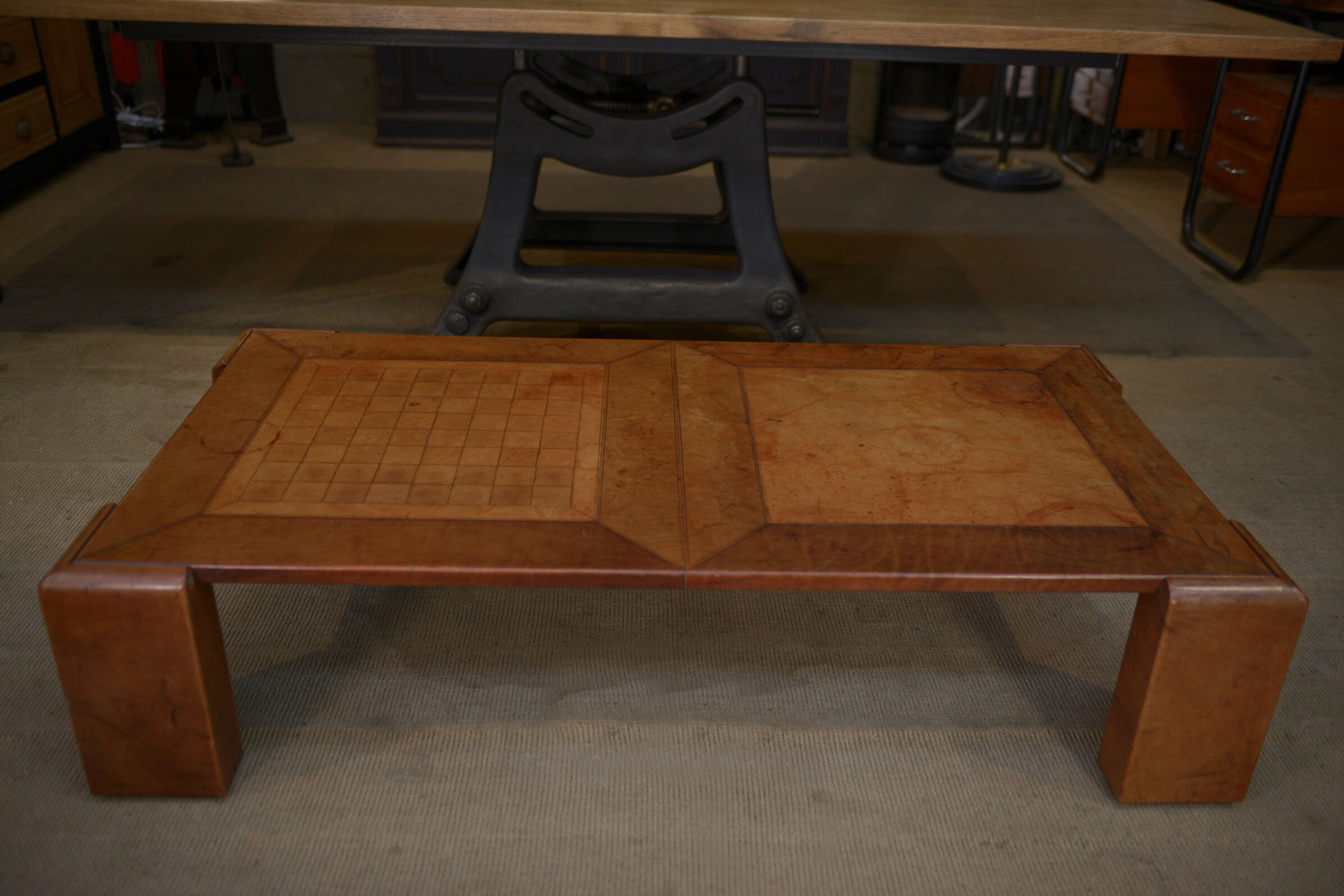 Leather coffee table 1970 " checkers "