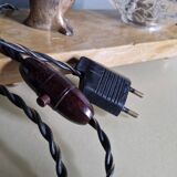 Lamp / Art Deco Night Light Penguin & Cracked Glass Globe on Base