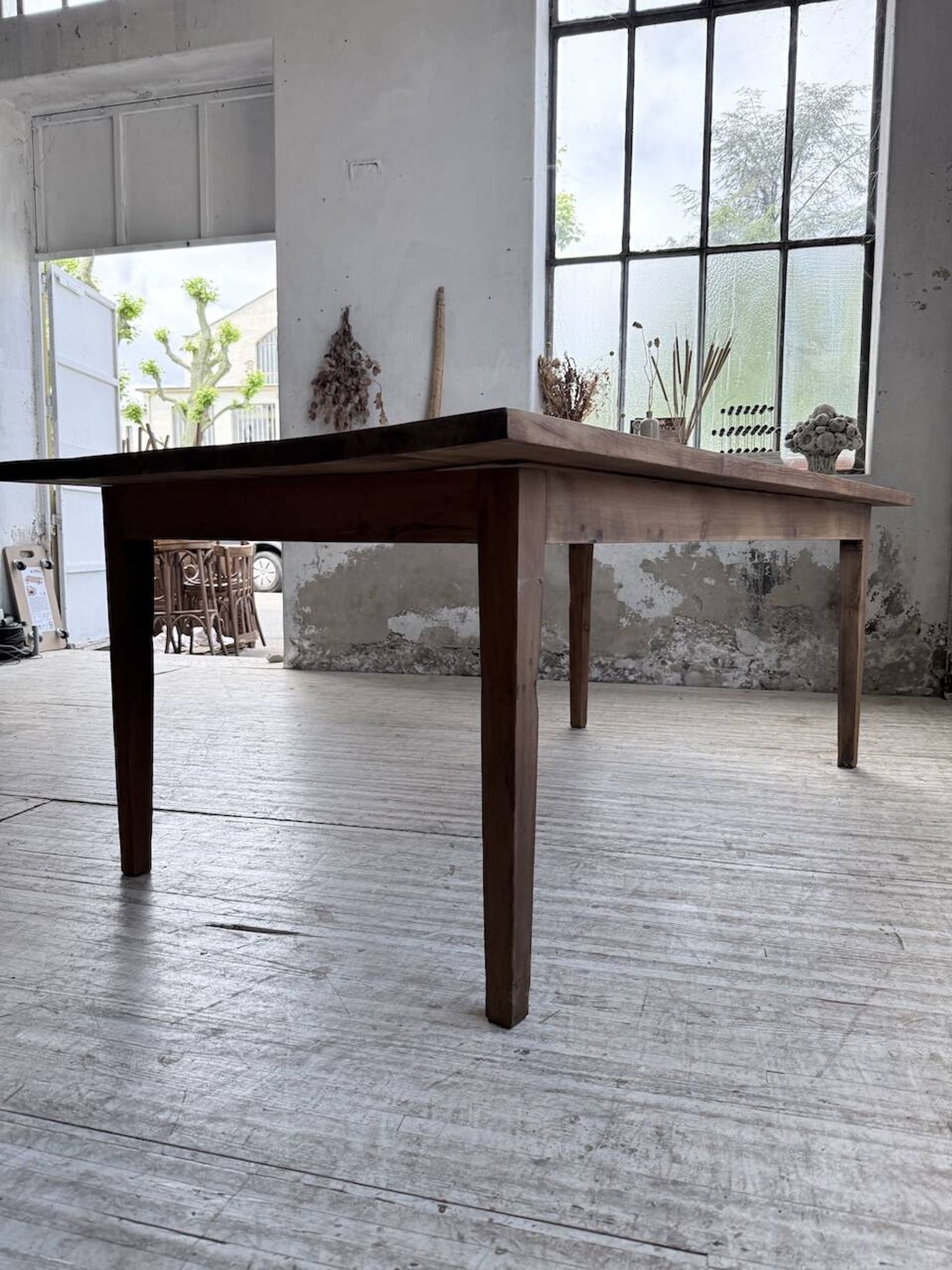 Farm table pitch pine 2 x 1 m from the 1950s