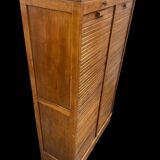 Oak double curtain file cabinet from the 1940s