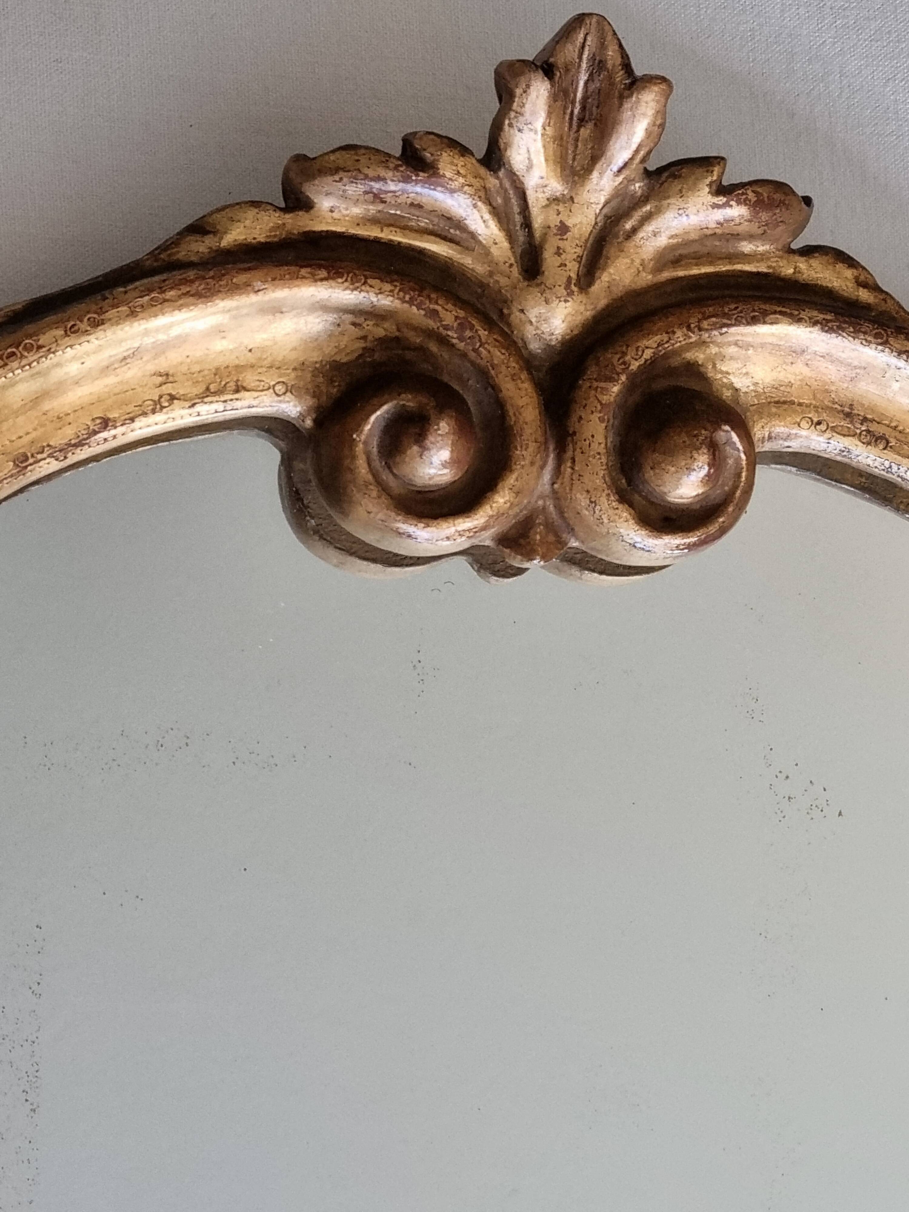 Vintage rocaille style mirror in stucco and wood 80 cm