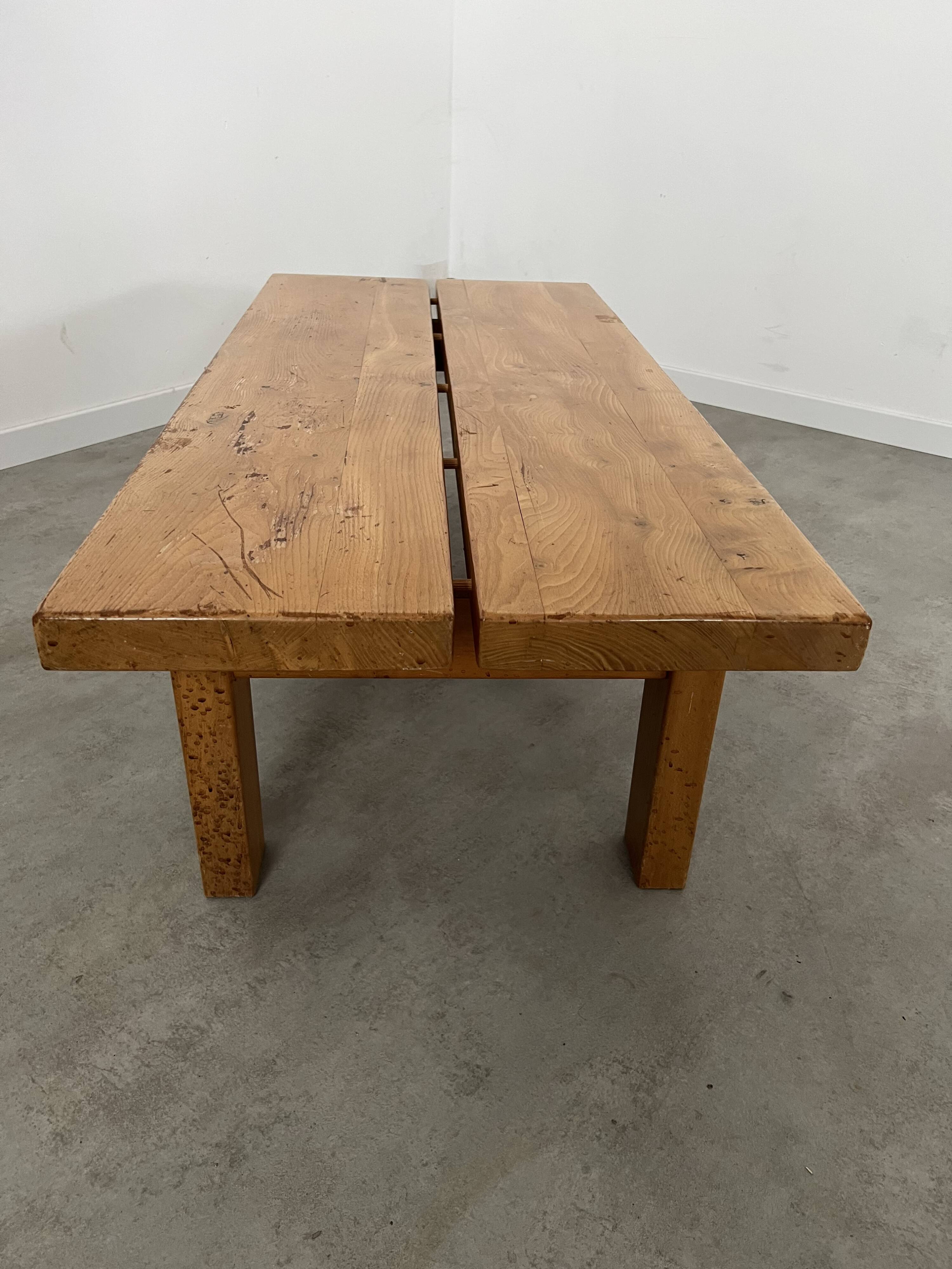 Solid elm wood coffee table 60s