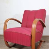 Chaises longues en bois courbé avec table basse par Jindřich Halabala, années 1930, lot de 3