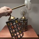 Paire d’appliques murales en verre vitrail