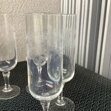 Flûtes à champagne en cristal ciselé à pied Vierzon